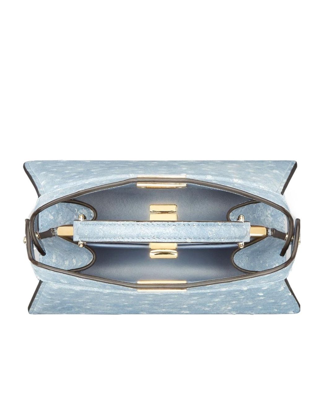 Fendi Blue Denim-Effect Ostrich Leather Bag