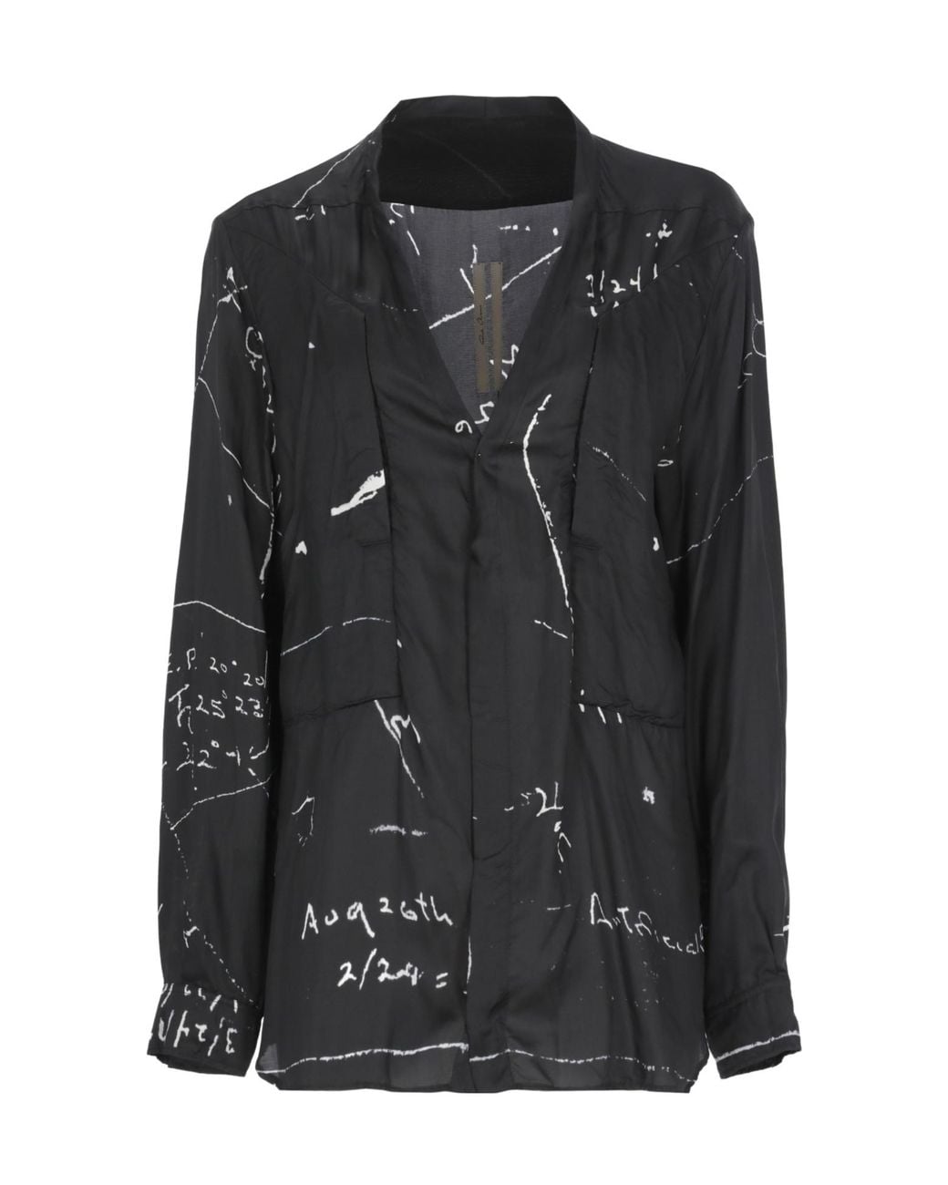 Rick Owens Black Printed V-Neck Shirt