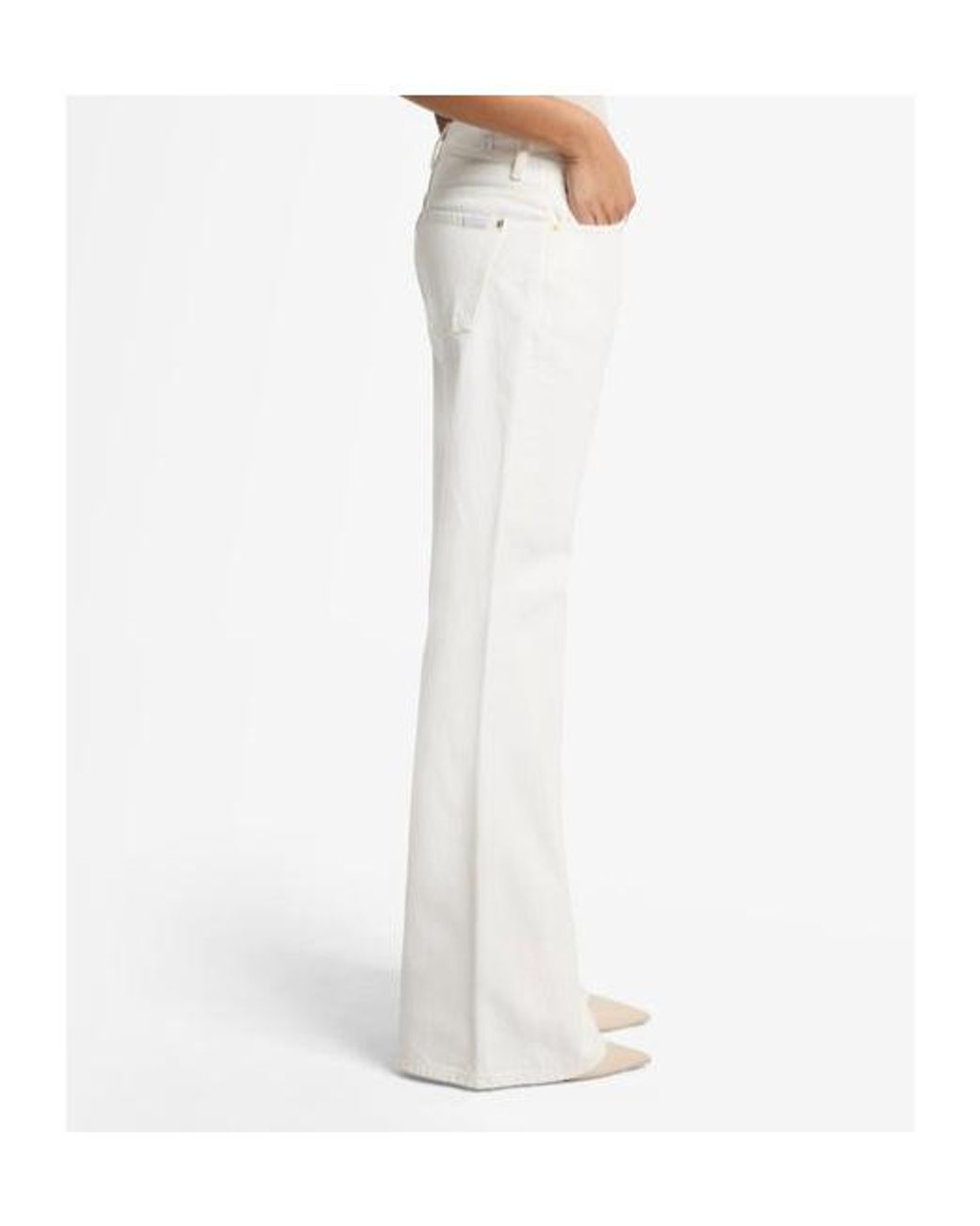 7 For All Mankind White Slim Illusion Twisted Seam Spencer Flare