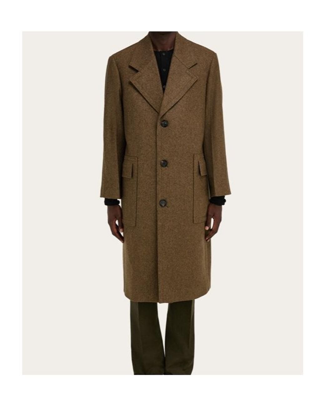 Ferragamo Natural Oversized Single-Breasted Coat for men