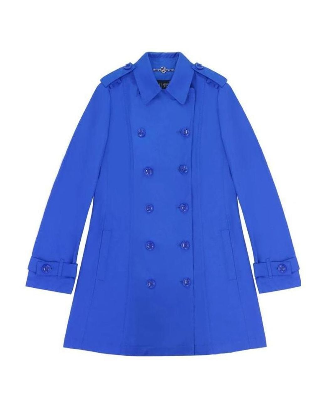 Armani Jeans Blue Double-Breasted Medium-Length Trench Coat