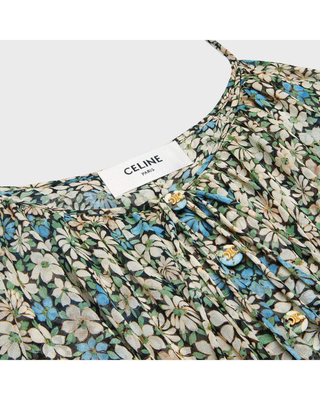 Céline Green Gathered Midi Dress