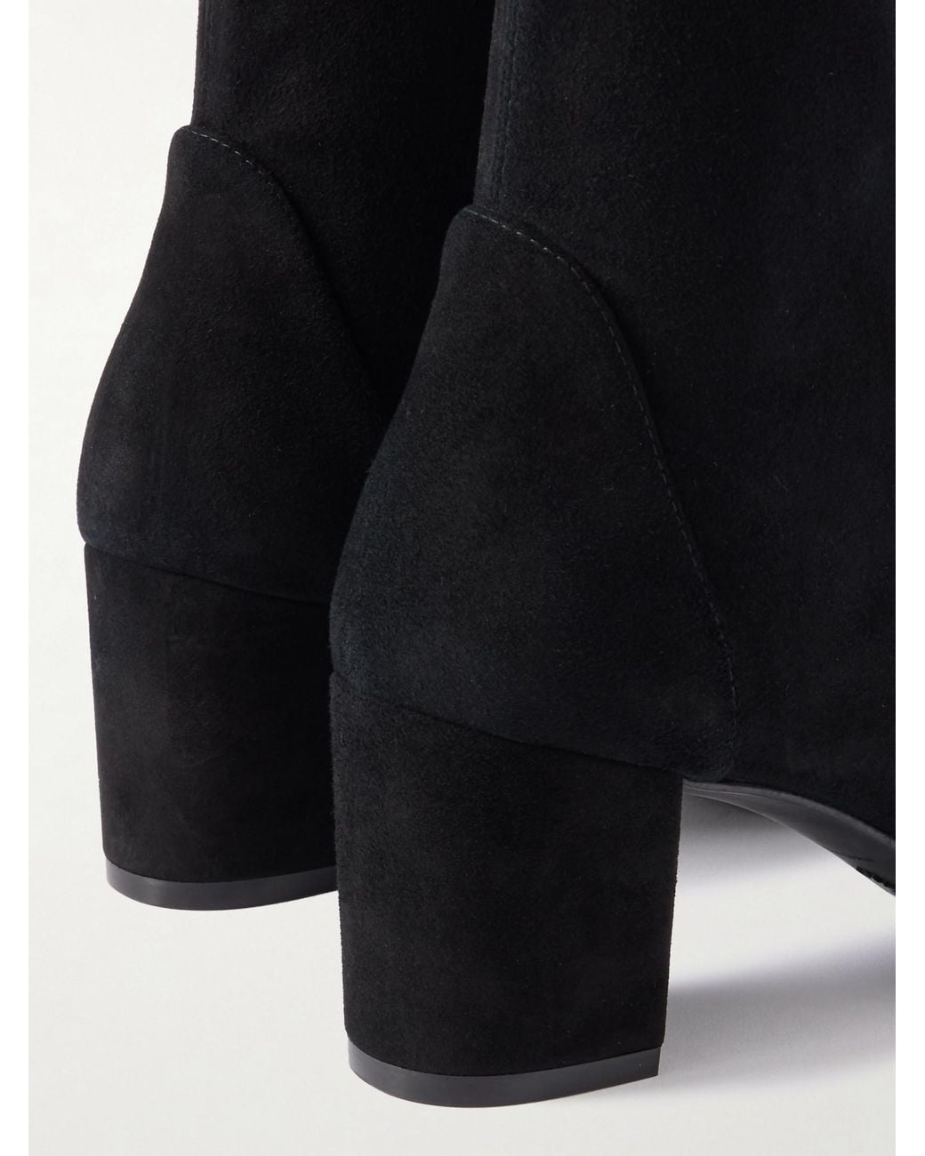 Stuart Weitzman Black Stretch Suede Heeled Ankle Boots