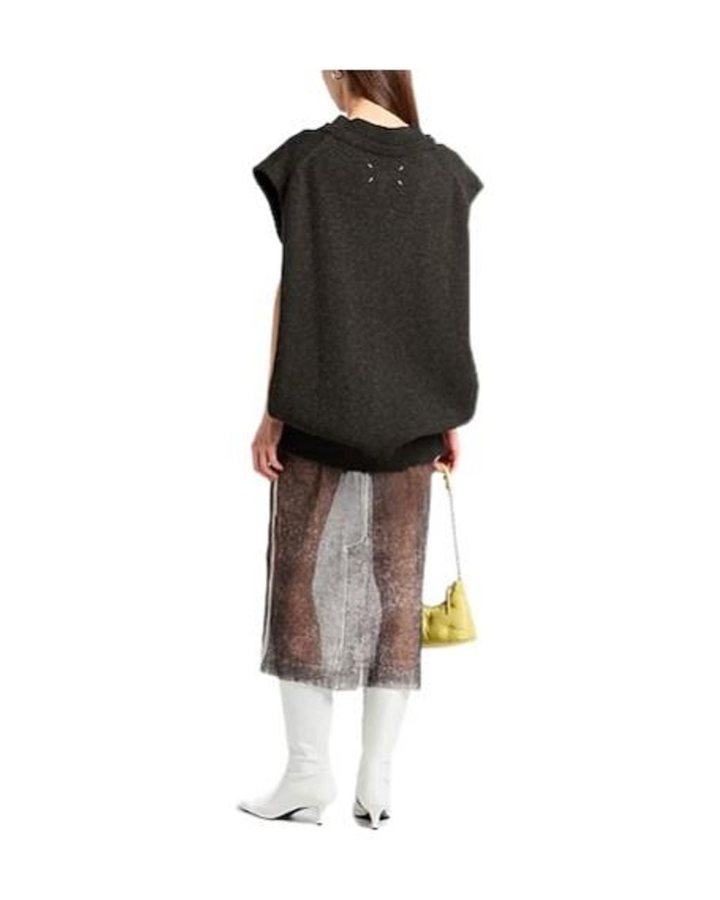 Maison Margiela Gray Two-Tone Knit A-Line Skirt