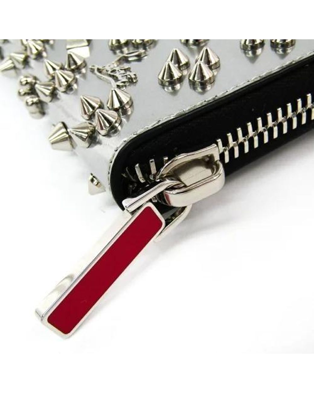 Christian Louboutin White Studded Zip Wallet for men