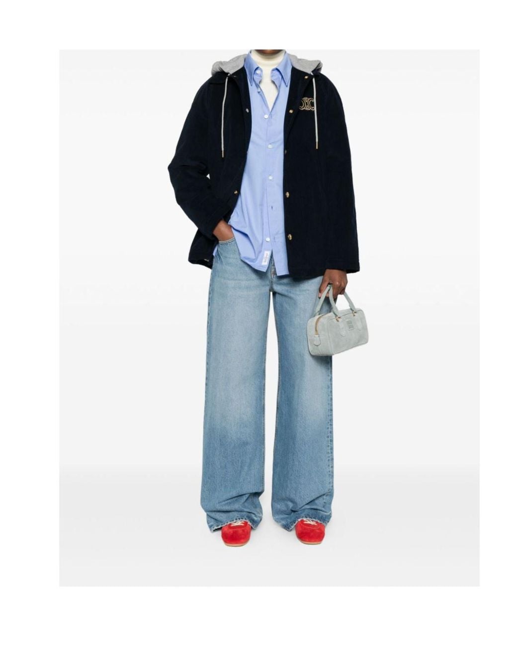 Céline Blue Triomphe Car Coat Jacket