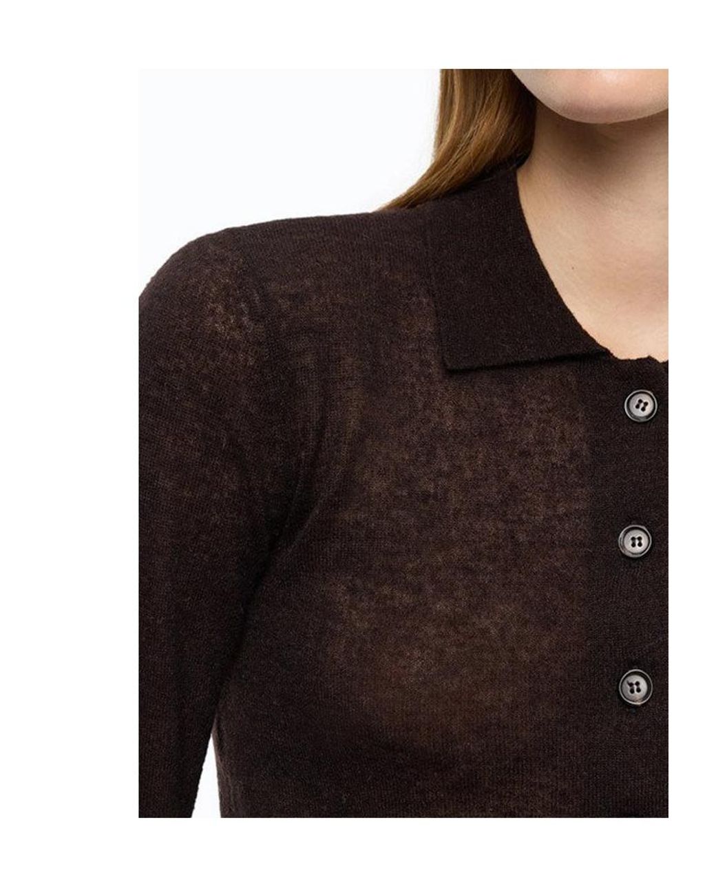 Pinko Brown ボタンアップ フィットカーディガン