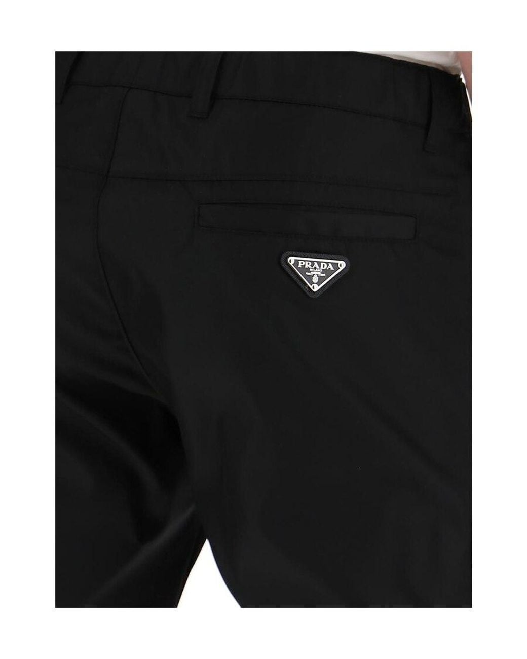 Prada Black Logo Plaque Detail Pants for men