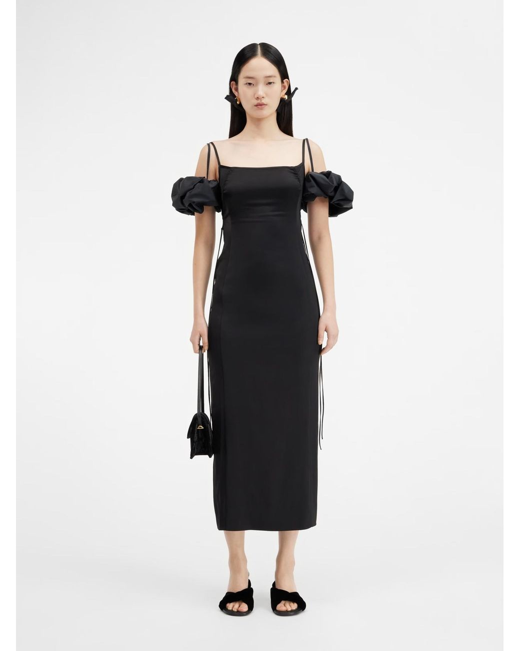 Jacquemus Black Bubble Sleeve Dress