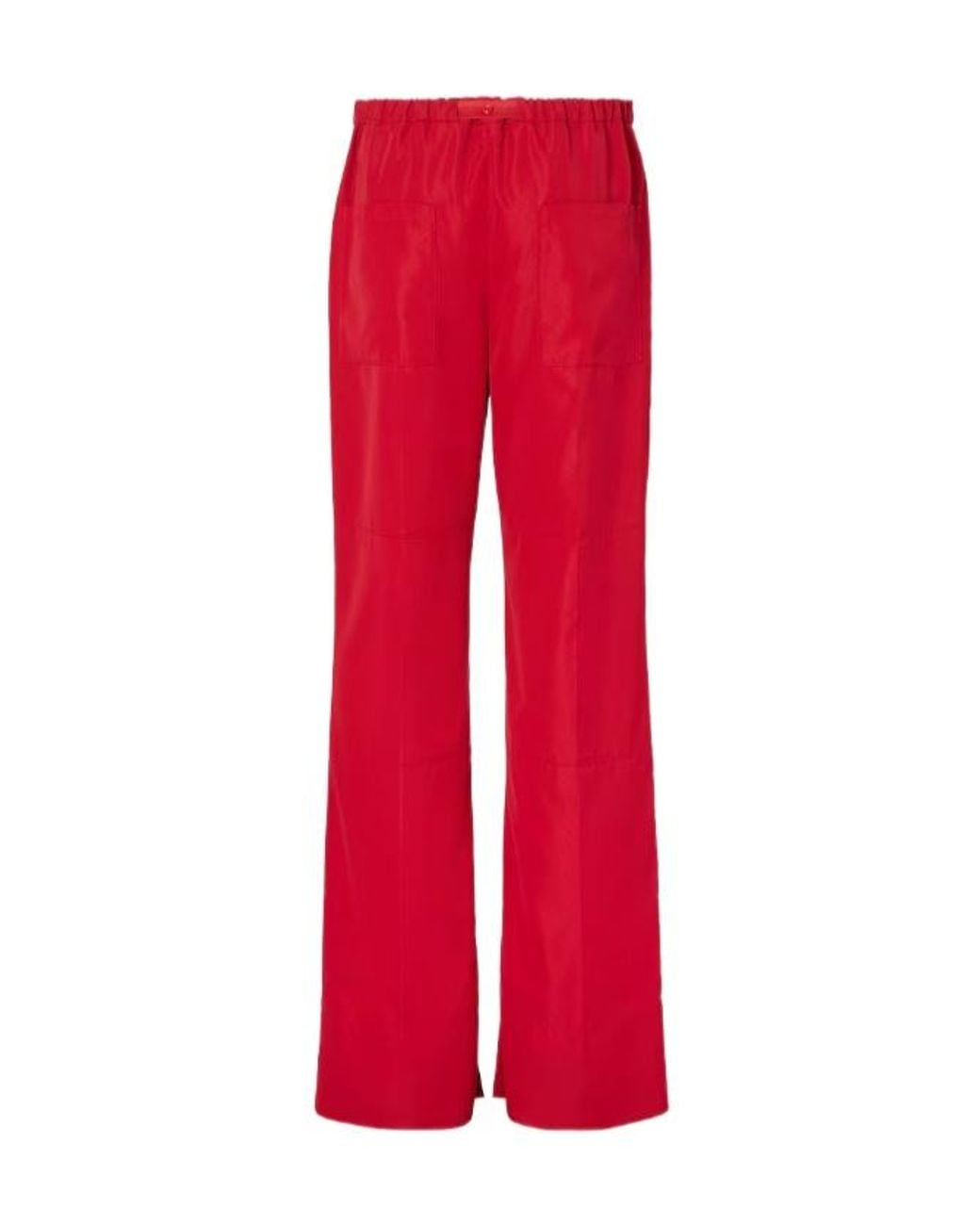 Fendi Red Elasticated Wide-Leg Trousers