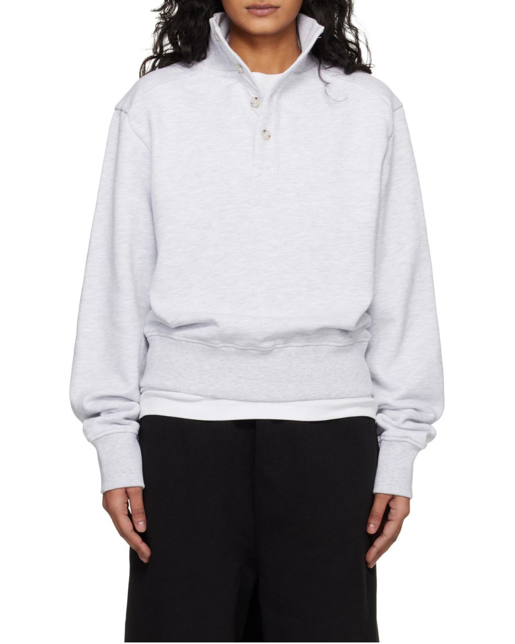 Entire studios White Button Mock-Neck Sweater for men