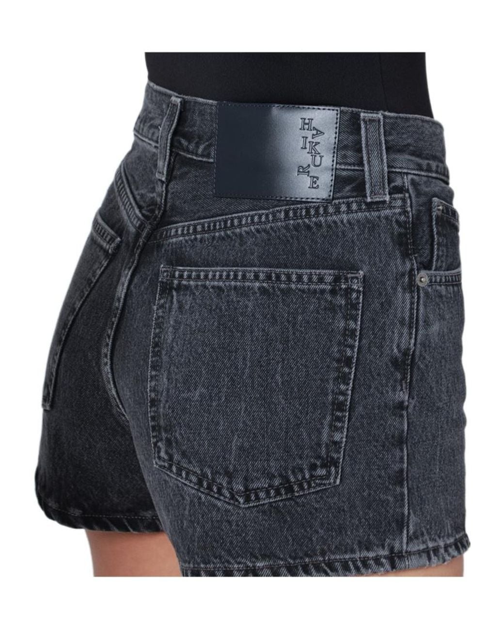 Haikure Black High-Waist Denim Shorts