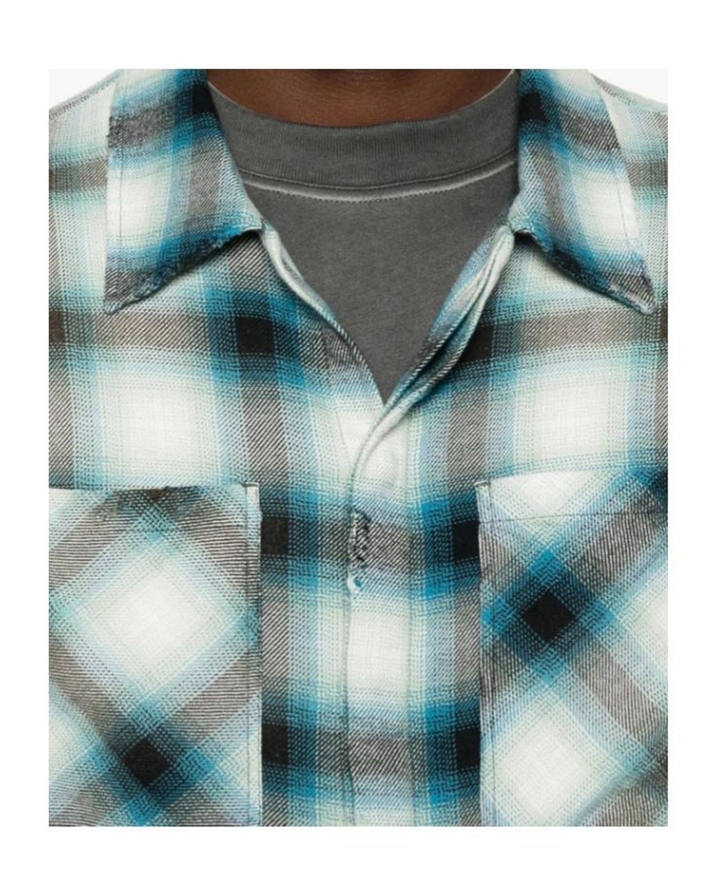 Represent Blue Plaid Straight Hem Shirt for men
