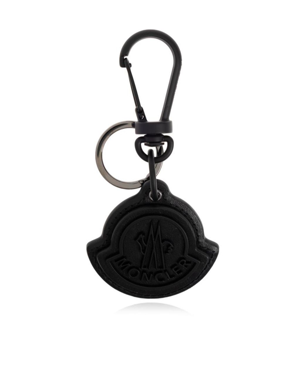 Moncler Black Logo-Embossed Keyring for men