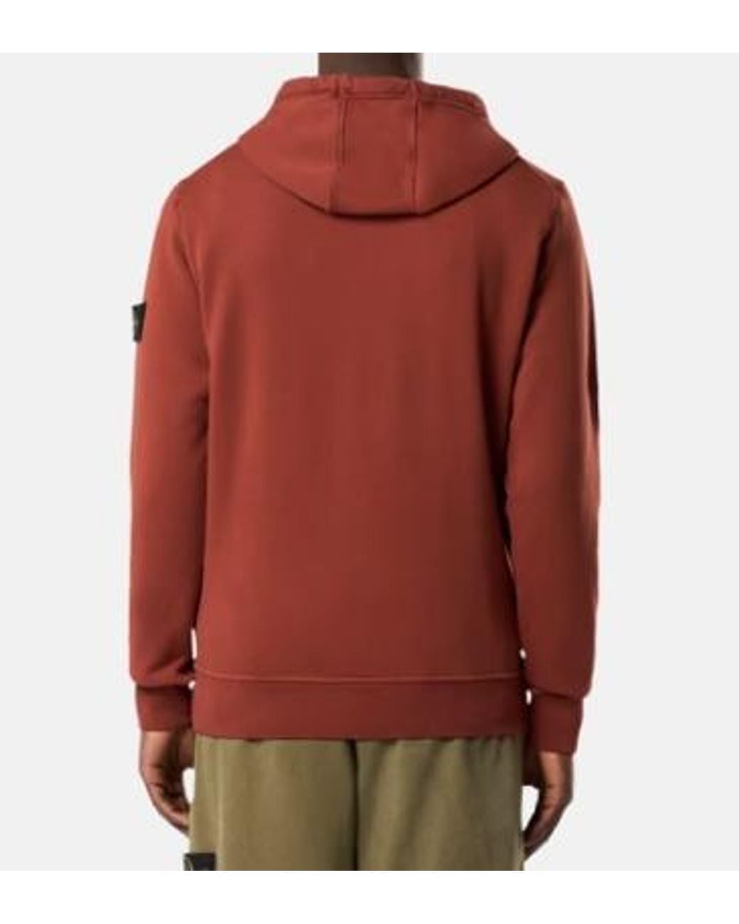 Stone Island Red Logo Patch Drawstring Hoodie for men