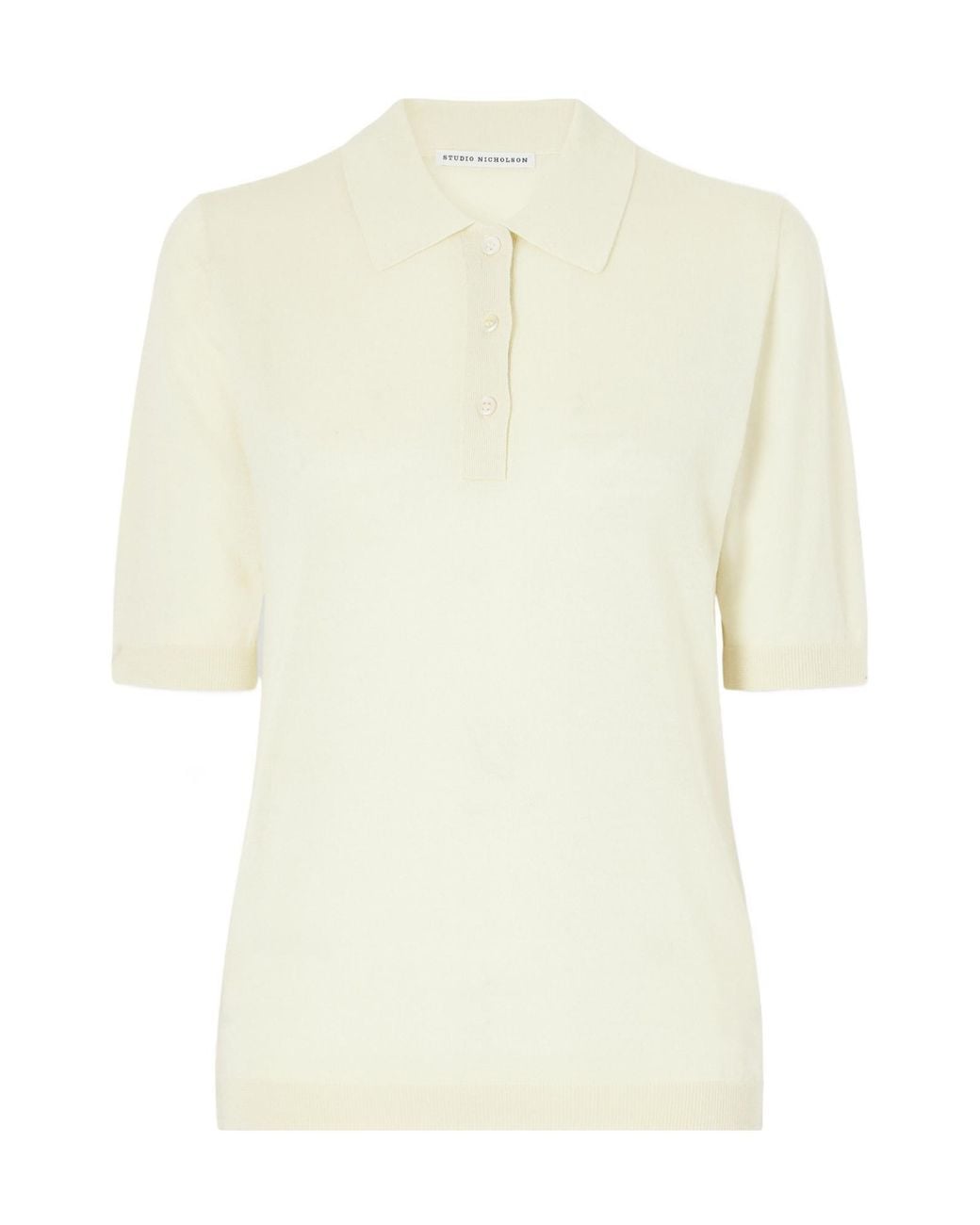 Studio Nicholson White Silk-Blend Polo Sweater