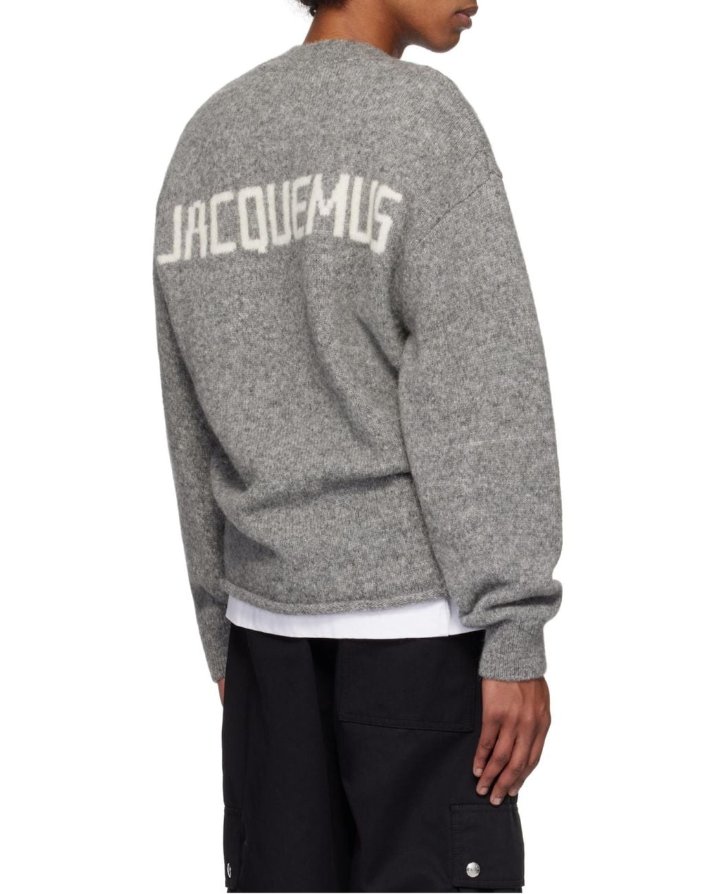 Jacquemus Gray Logo Detailed Knitted Jumper for men