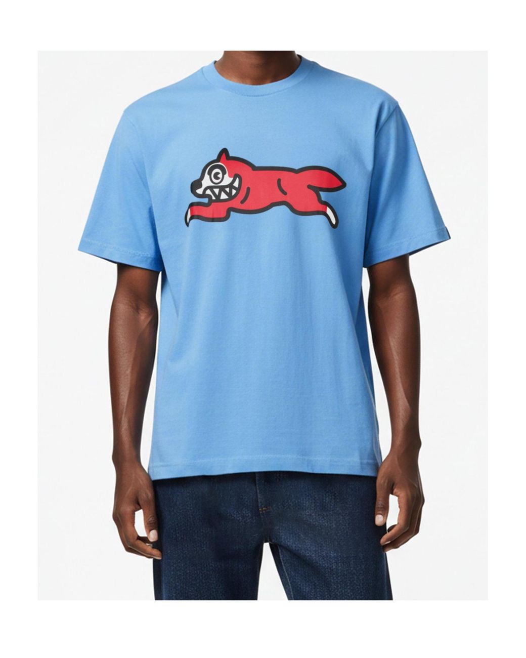 ICECREAM Blue Crew Neck Short-Sleeved T-Shirt for men