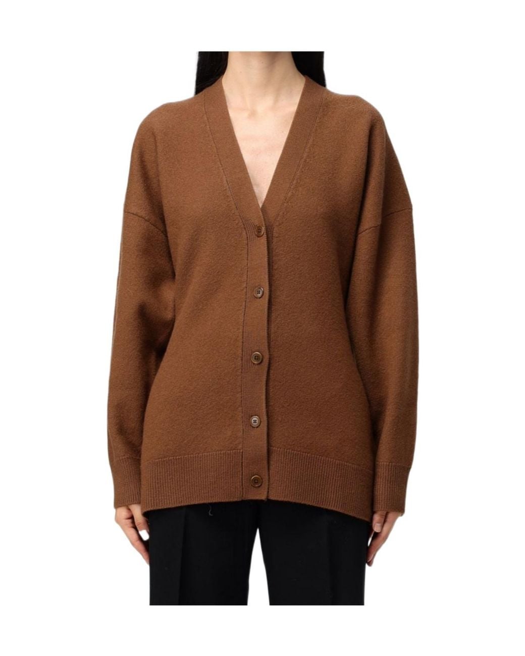 Filippa K Brown Buttoned V-Neck Cardigan