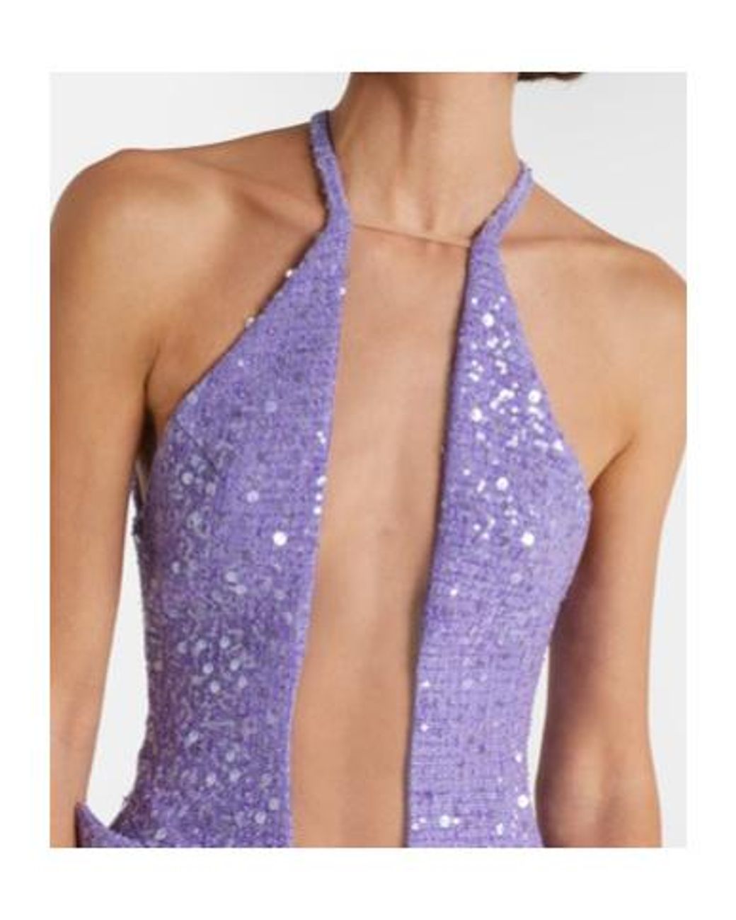 David Koma Purple Draped Sequined Minidress