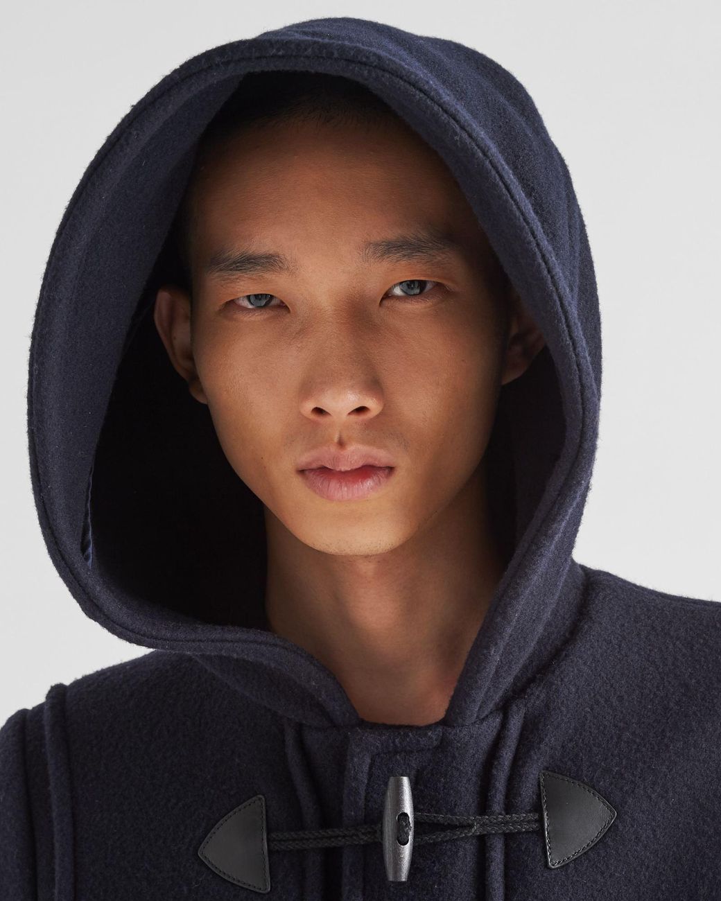 Prada Double-Breasted Hooded Duffle Coat in Blue for Men | Lyst