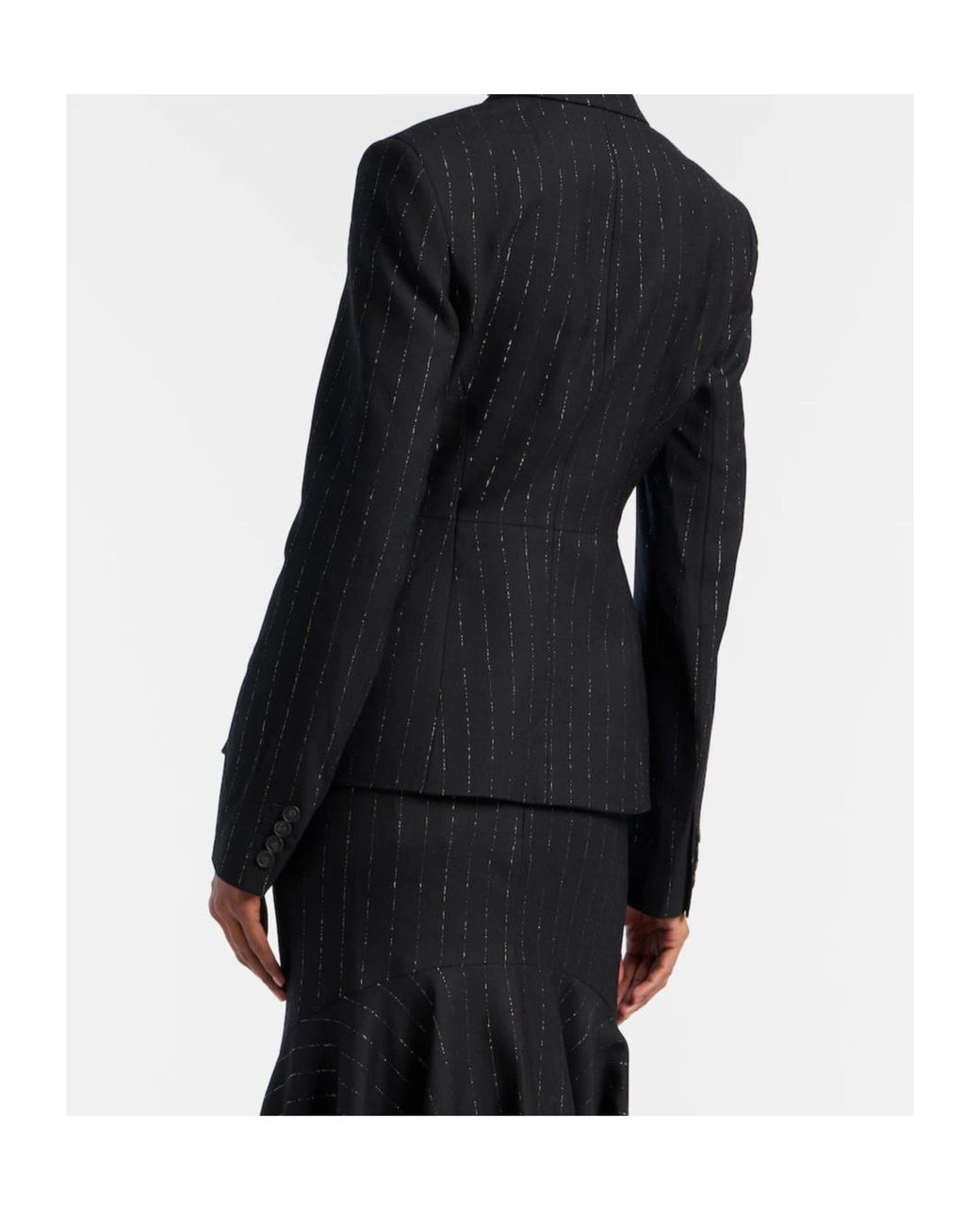 Erdem Black Pinstripe Wool Blazer