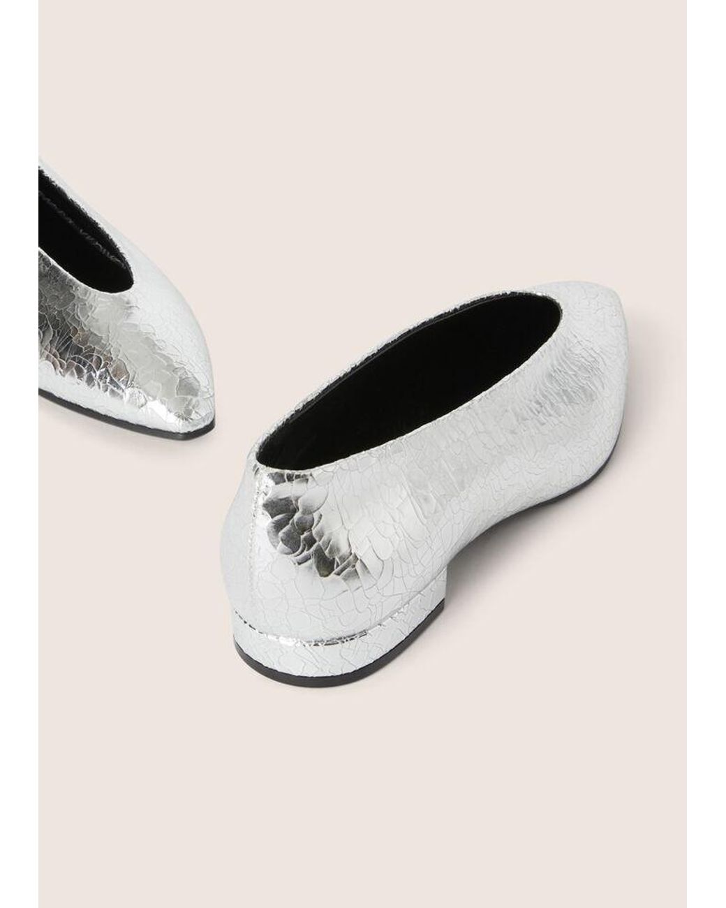 Loro Piana Gray Rebecca Crack-Texture Ballet Shoes