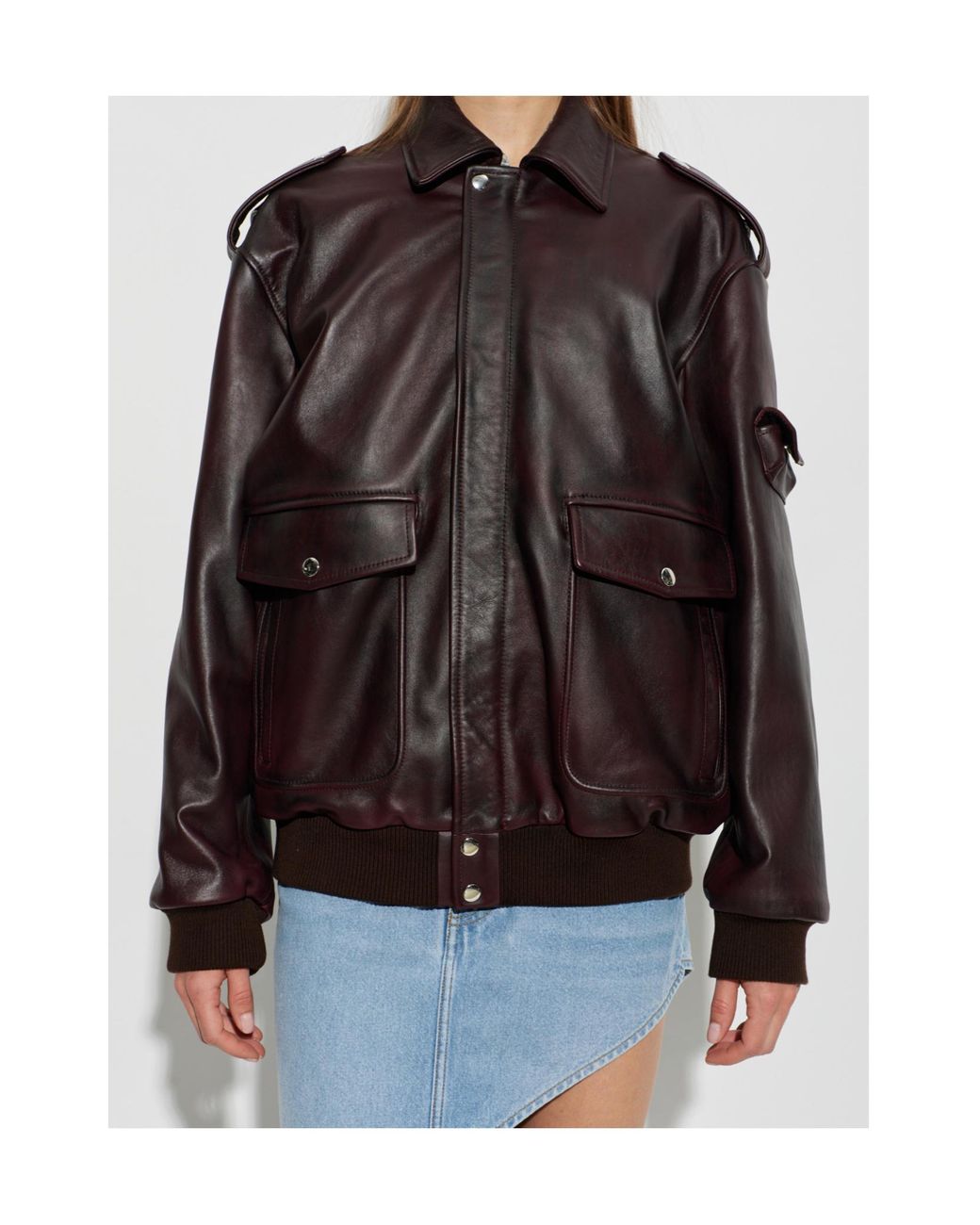 Coperni Brown Leather Epaulette-Detail Jacket