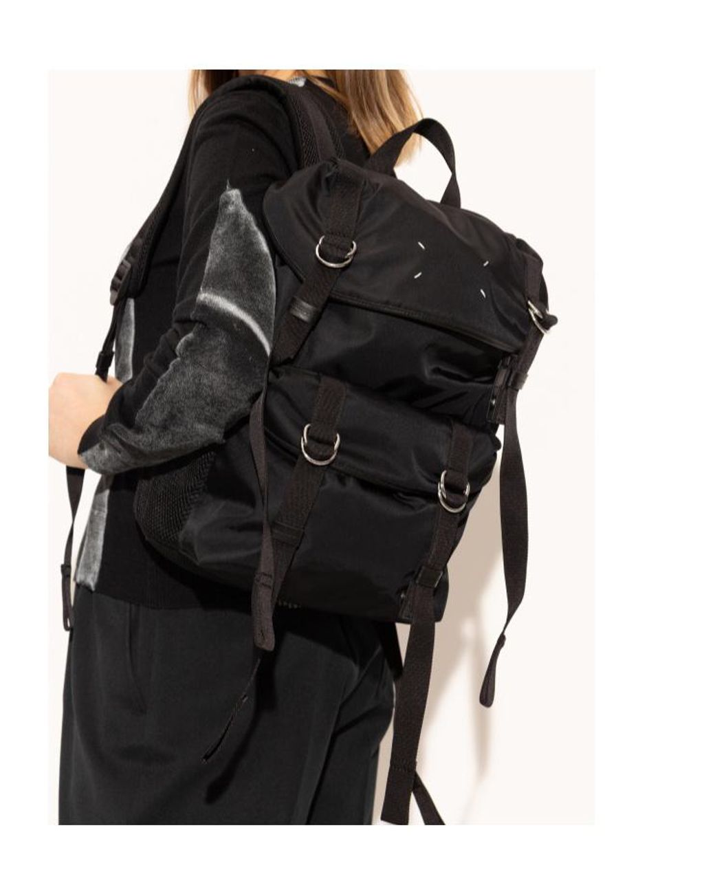 Maison Margiela Black High-Tech Medium Backpack for men