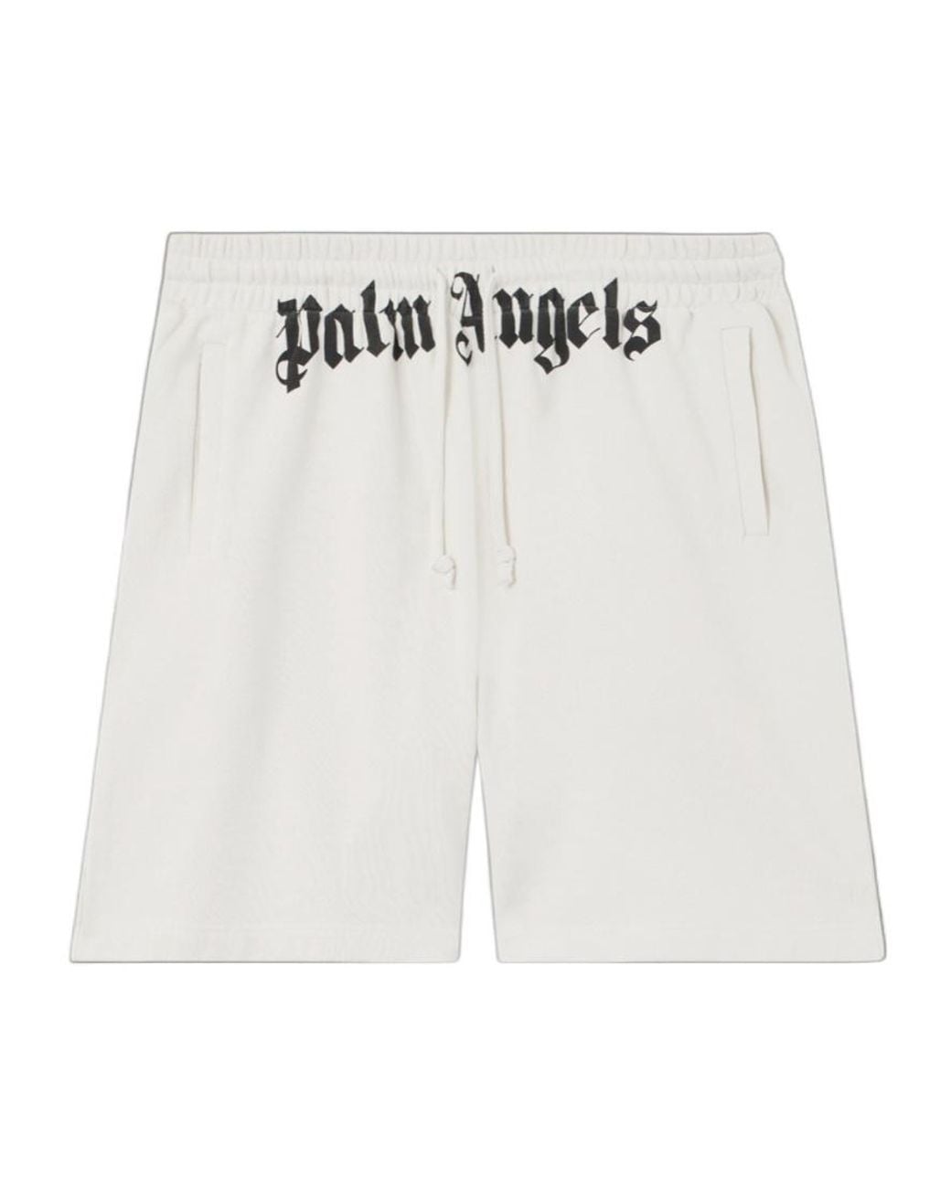 Palm Angels White Logo Cotton Shorts for men