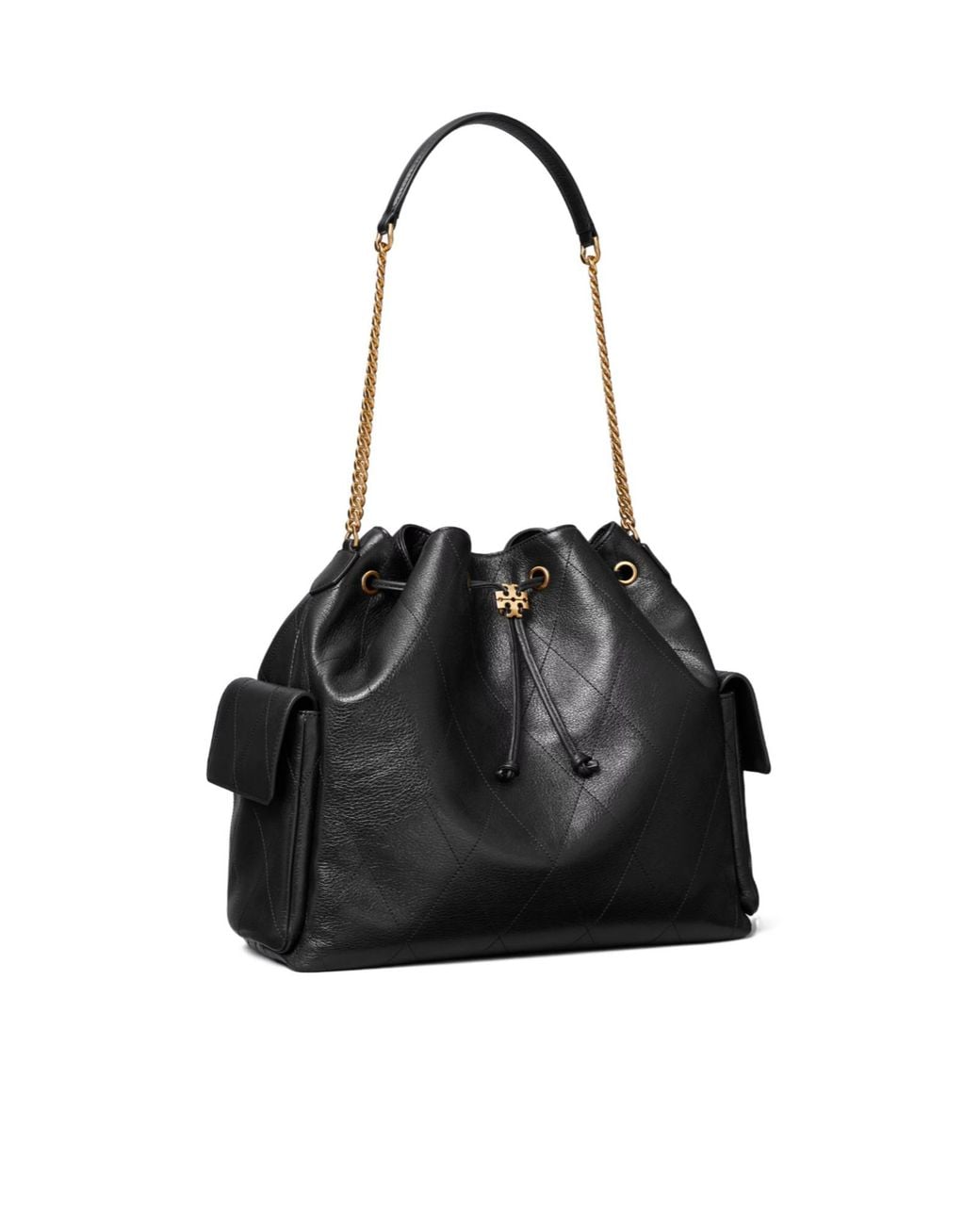Tory Burch Black Charlie Quilted Drawstring Shoulder Bag