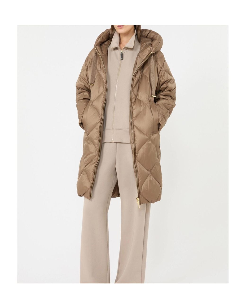 Max Mara Natural The Cube Mtctrefe Hooded Midi Puffer Jacket