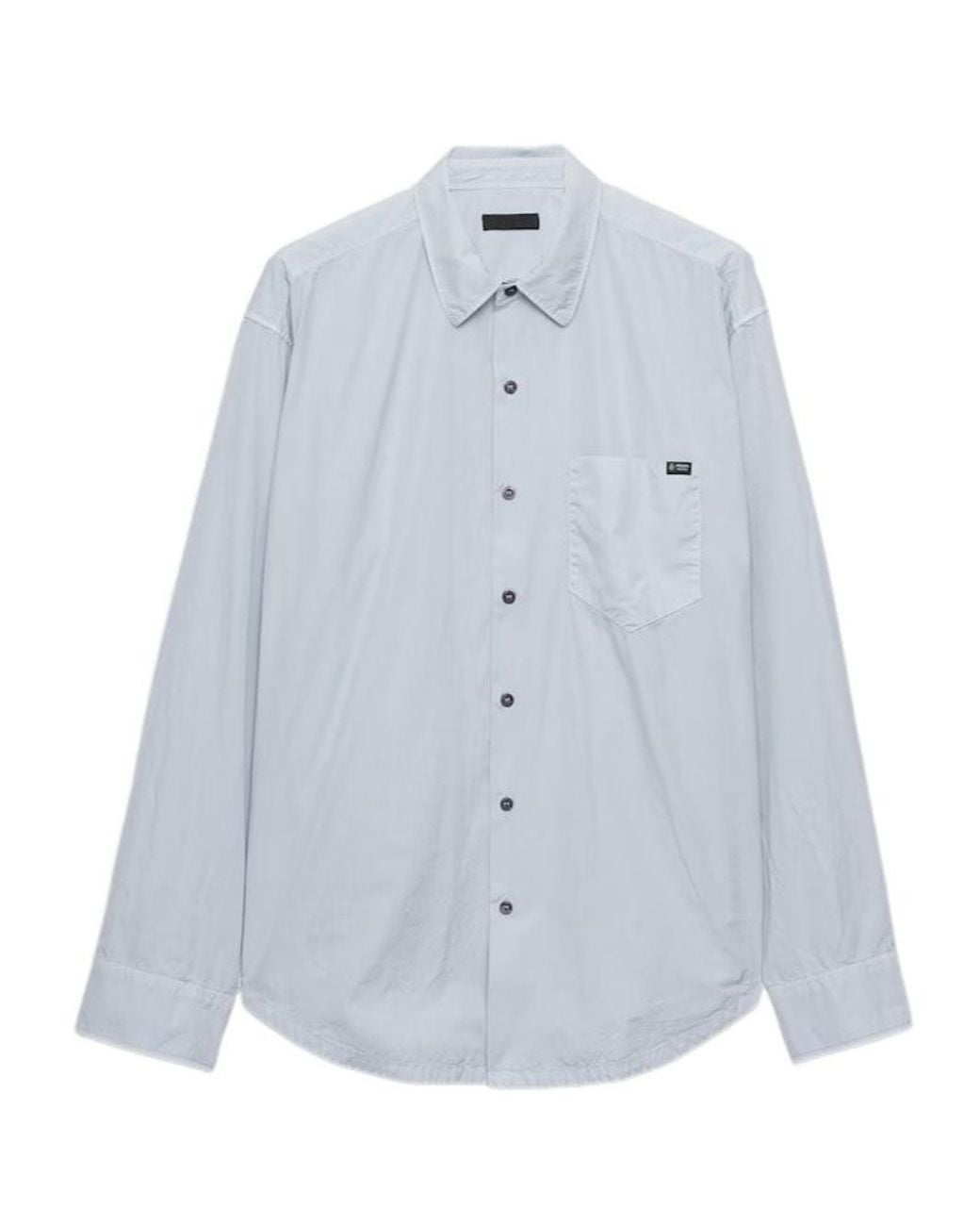Prada Blue Logo-Patch Pocket Shirt for men