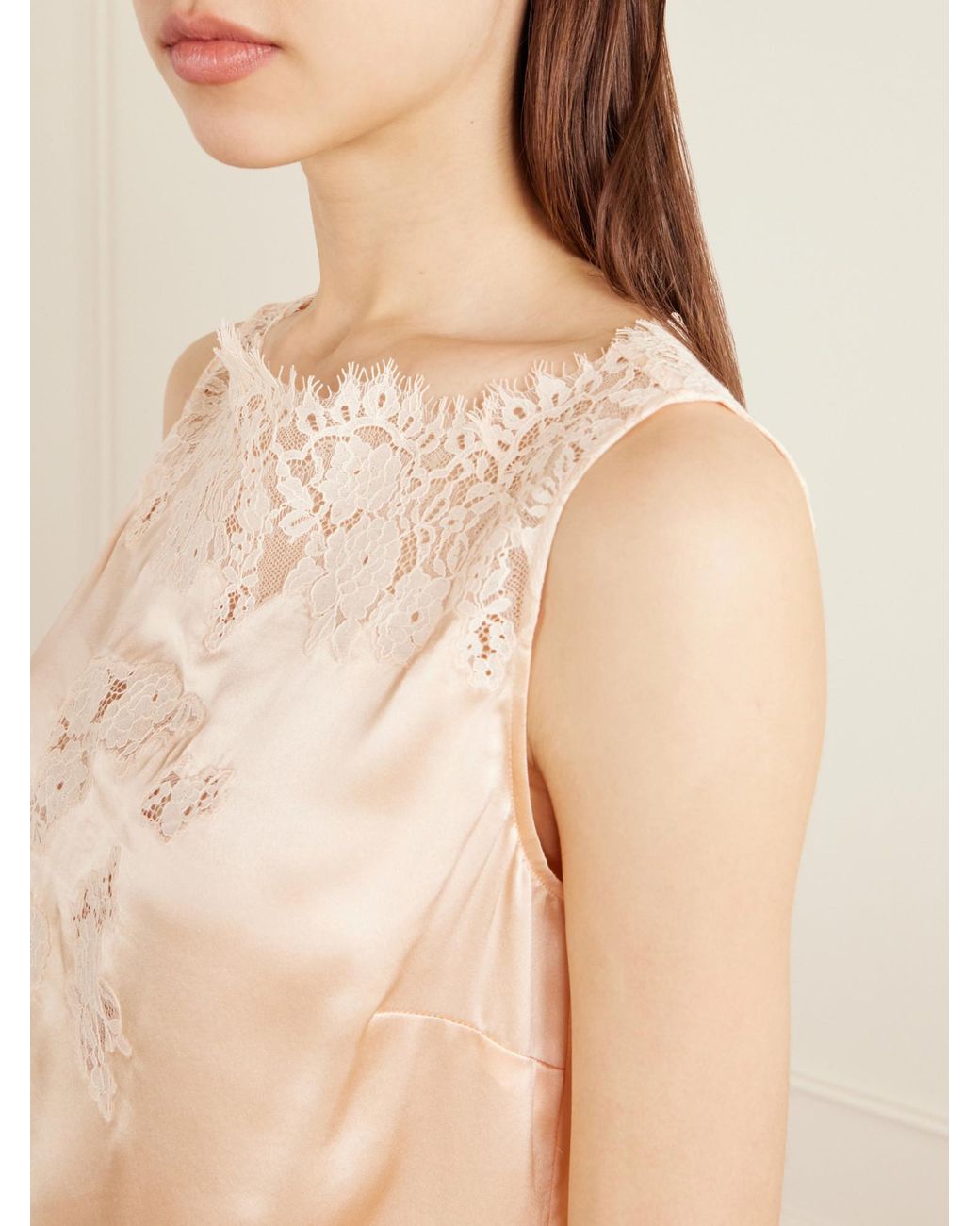 Doen Natural Trimmed Silk-Satin Top