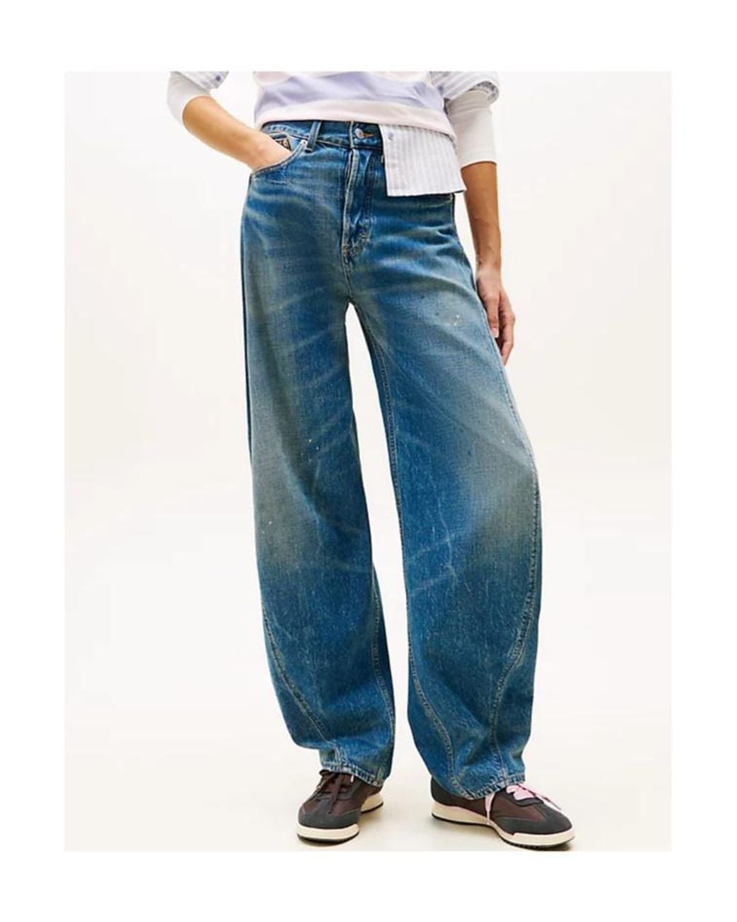 Tommy Hilfiger Blue Mid Rise Wide Barrel Leg Jeans