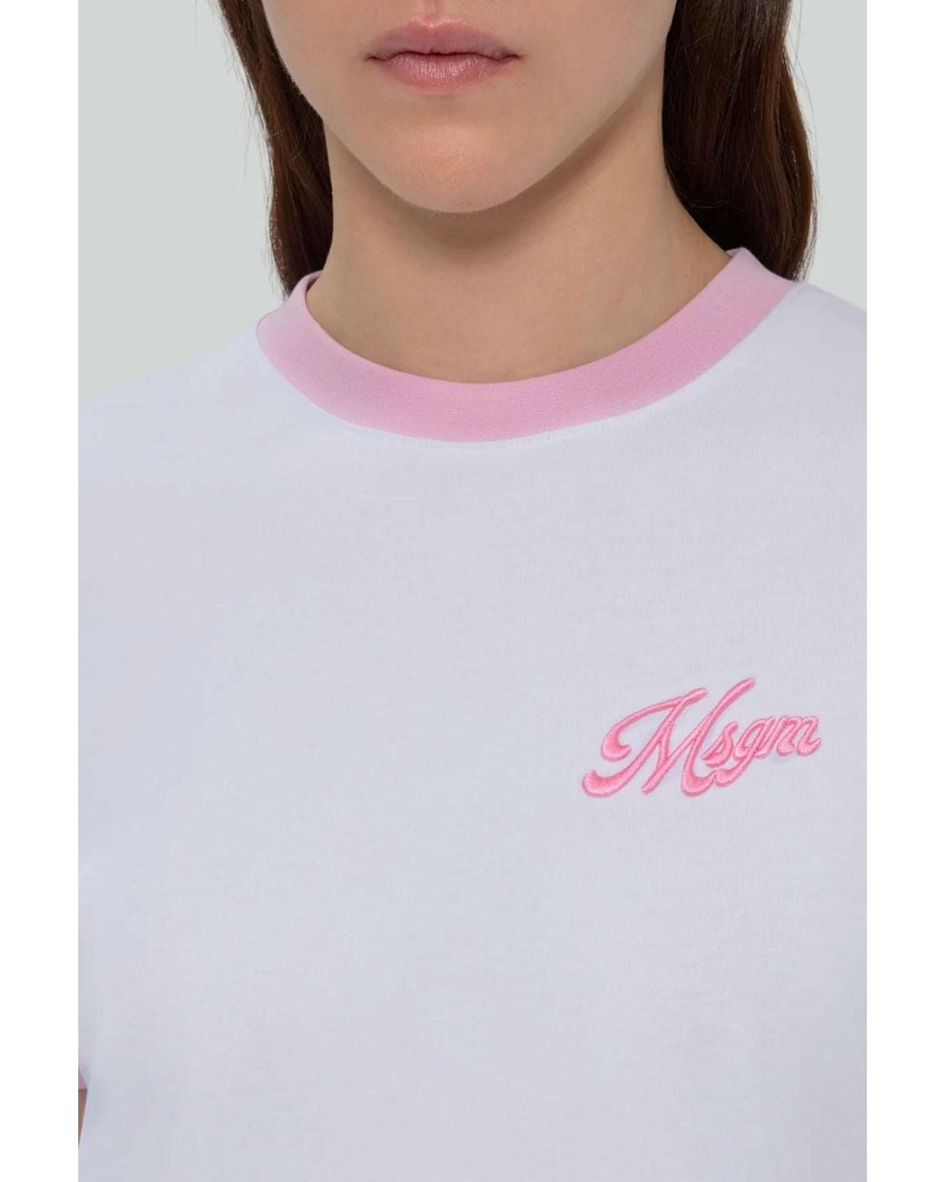 MSGM White Short-Sleeved Jersey T-Shirt