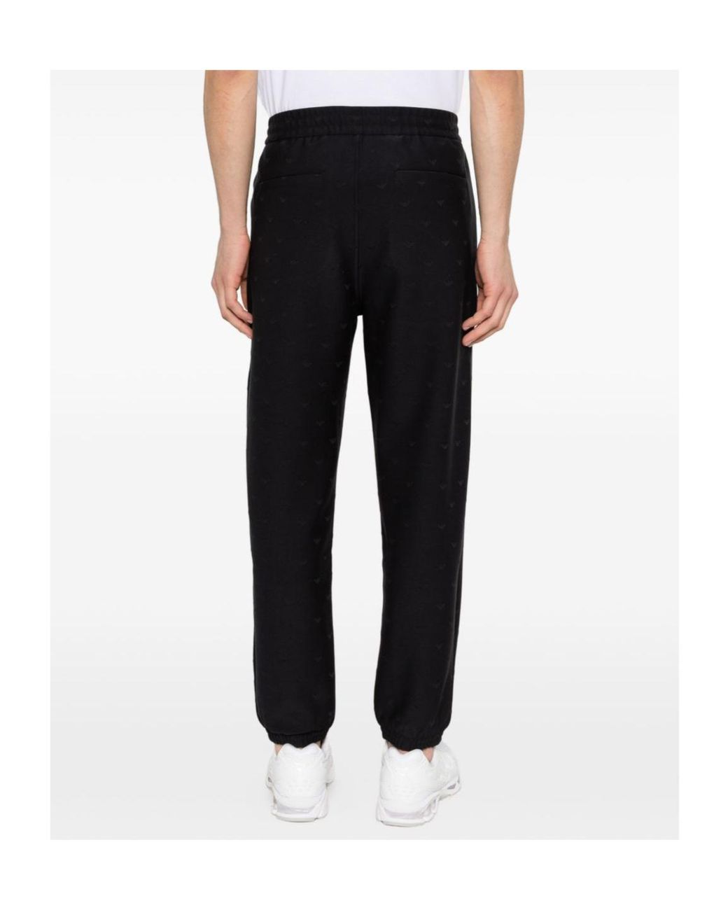Emporio Armani Black Elastic Waist Sports Pants for men