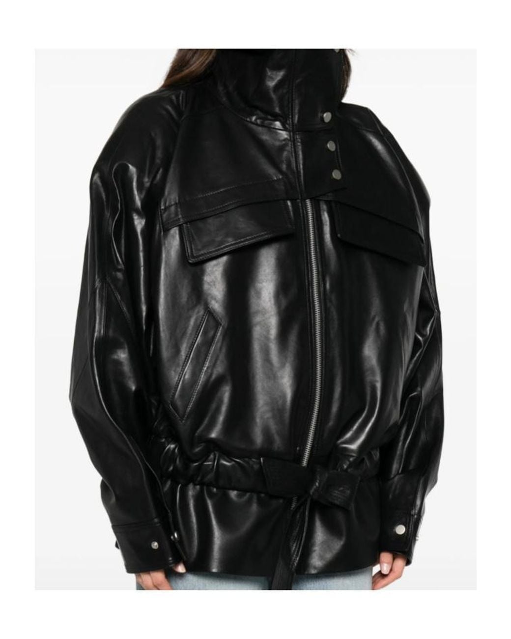 Entire studios Black High Collar Belted Jacket