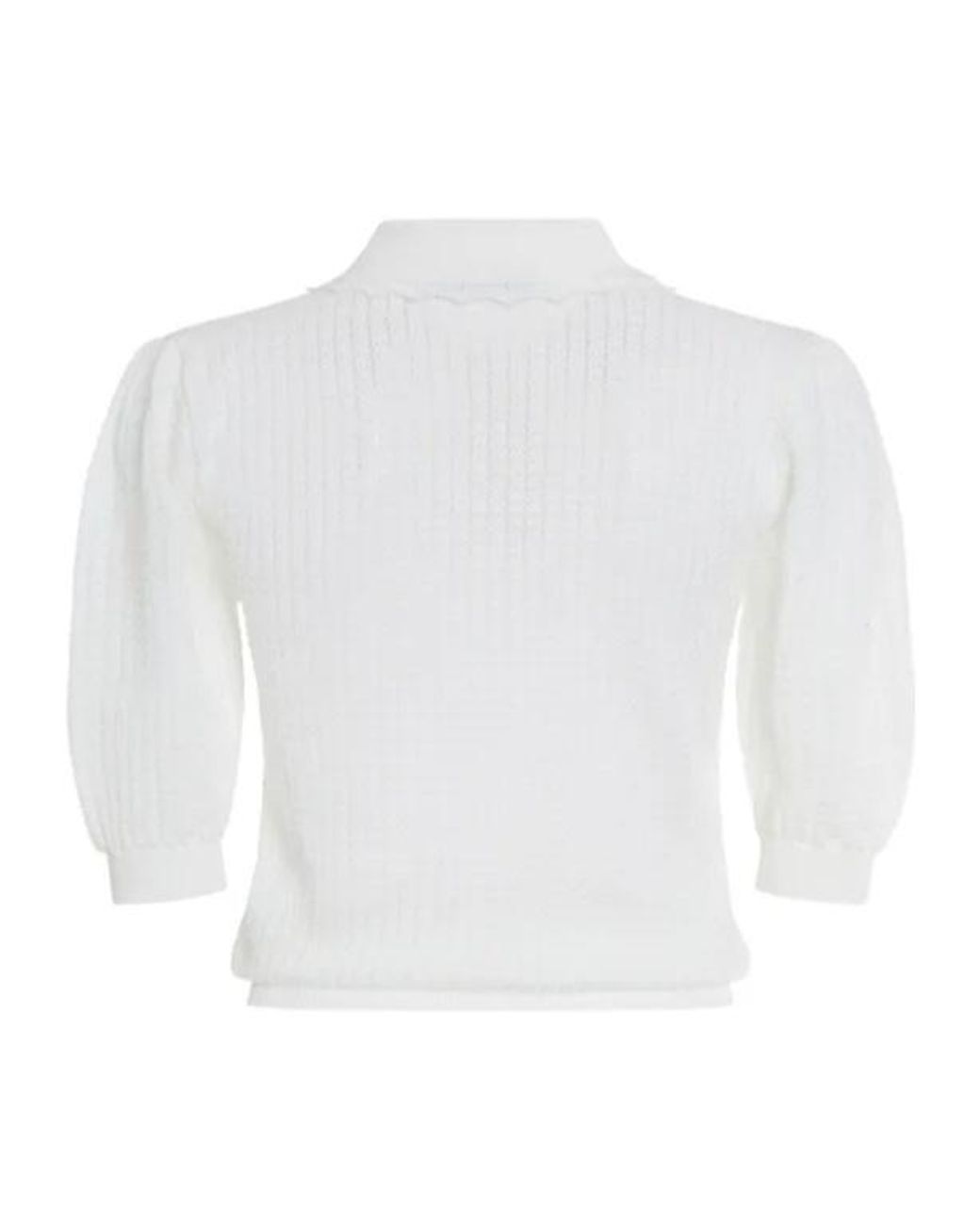 Alessandra Rich White Embroidery Knitted Polo Shirt