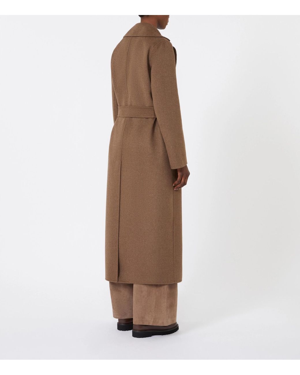 Max Mara Brown 'S Poldo Belted Long-Sleeved Coat
