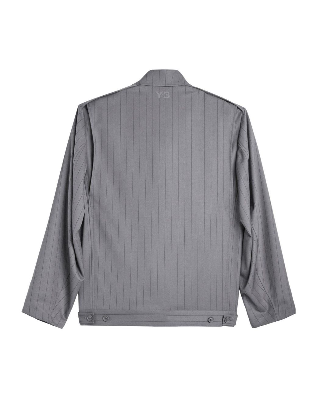 Y-3 Gray Lapel Striped Zip-Up Jacket for men