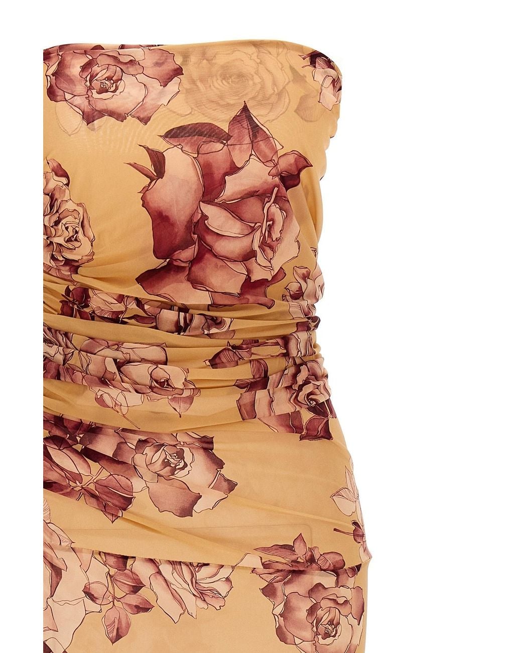 Magda Butrym Metallic Strapless Flower Patch Midi Dress