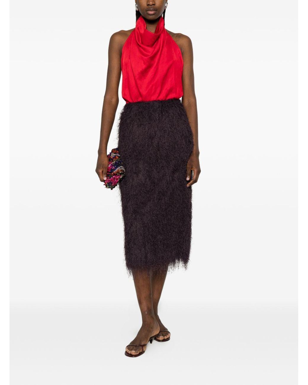 Dries Van Noten Purple Sokna Fringed Skirt