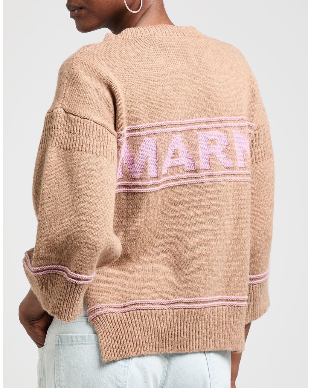 Marni Natural Twotone Wool Shortsleeve Knit Sweater