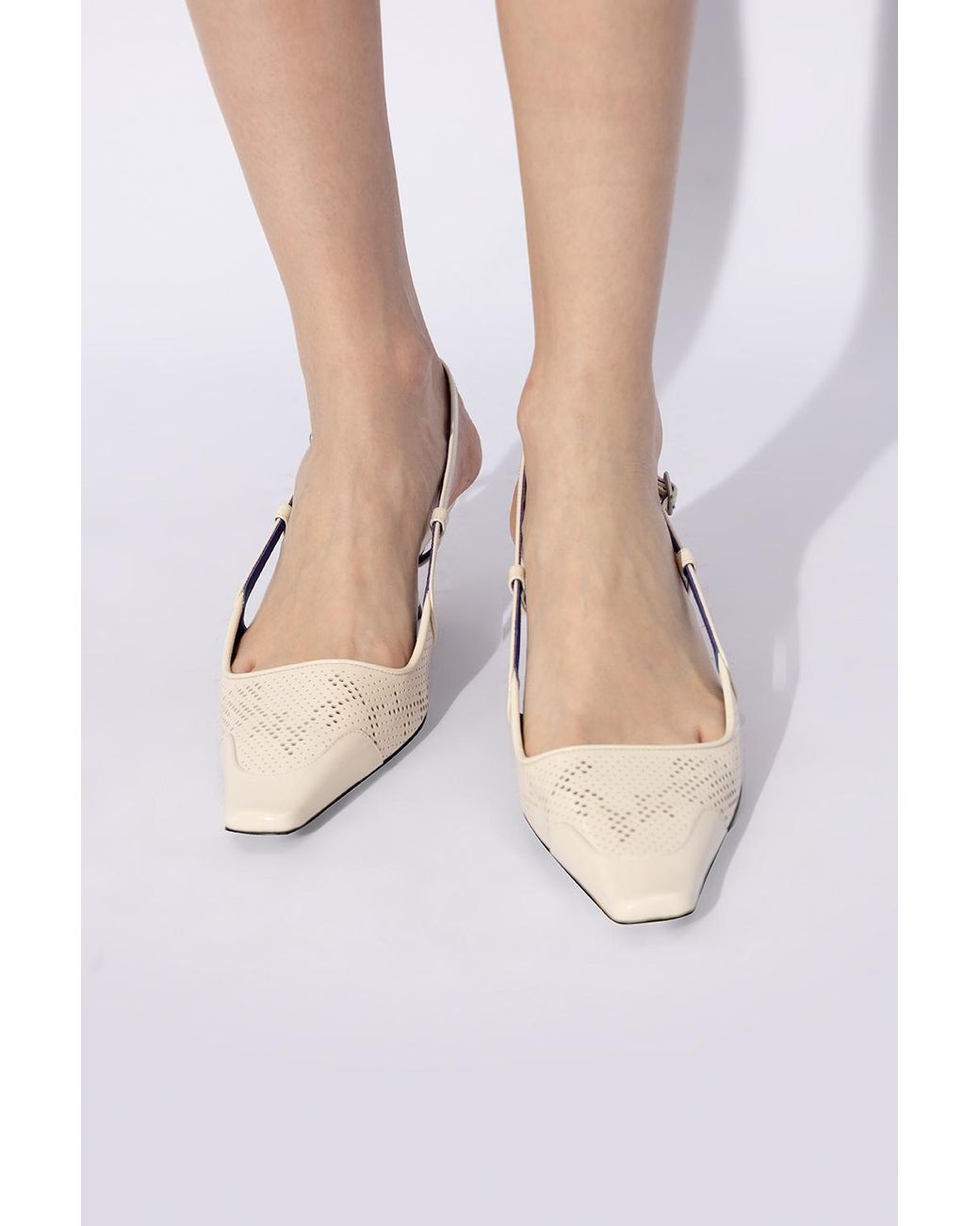 Burberry White Chisel Slingback Square-Toe Pumps
