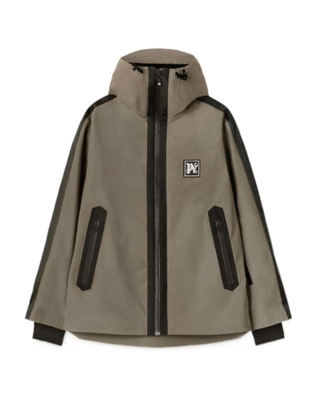 Palm Angels Brown Logo Patch Hooded Jacket for men