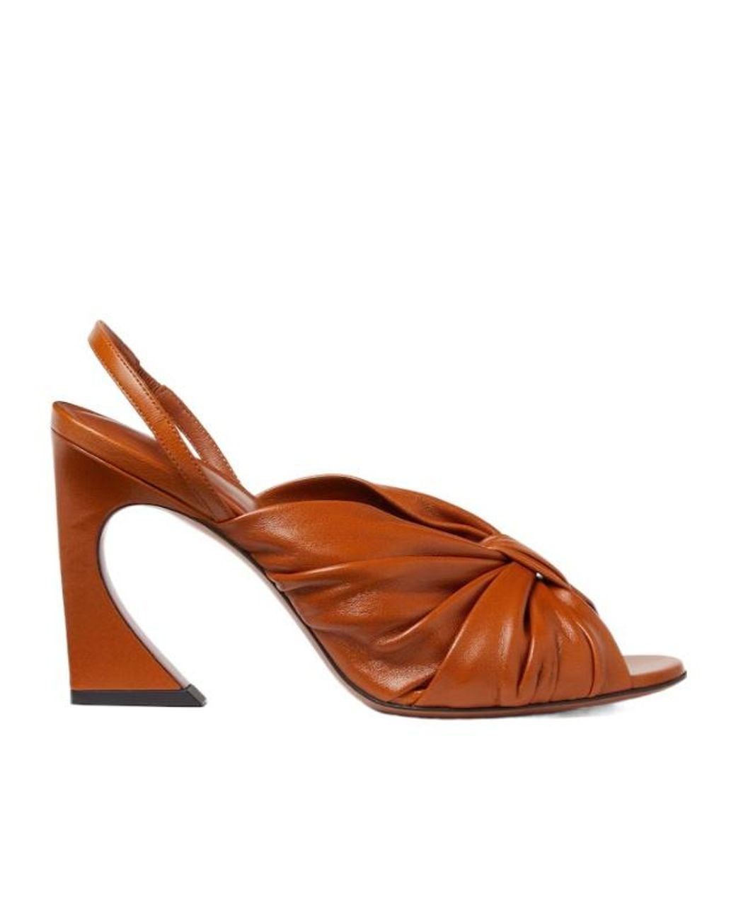 Fendi Brown Arco Gathered Slingback Sandals