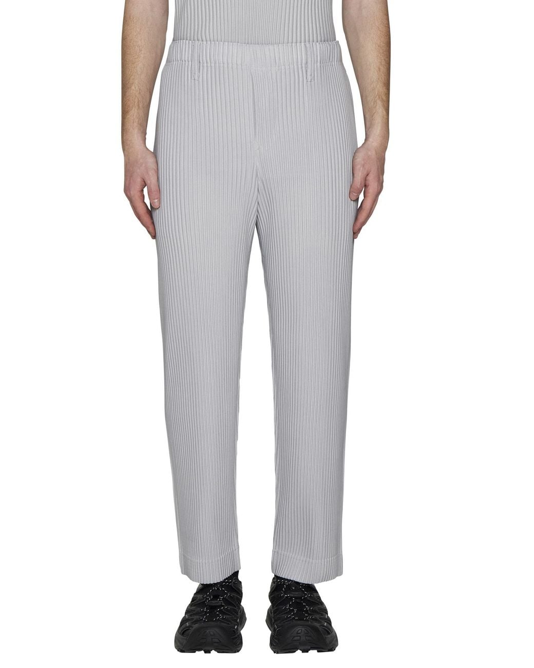 Issey Miyake Gray Homme Plissé Pleated Trousers for men