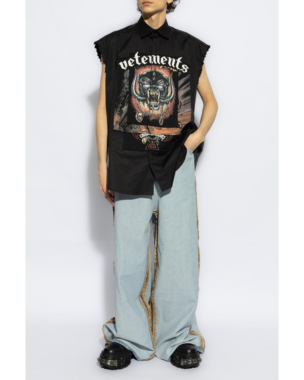 Vetements Black Oversize Sleeveless Shirt for men