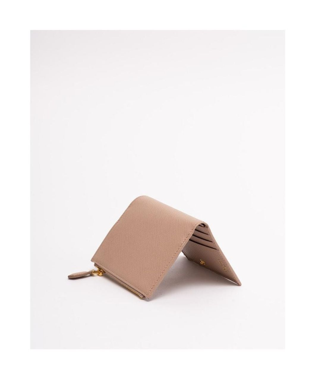 Prada Natural Logo Plaque Bi-Fold Wallet